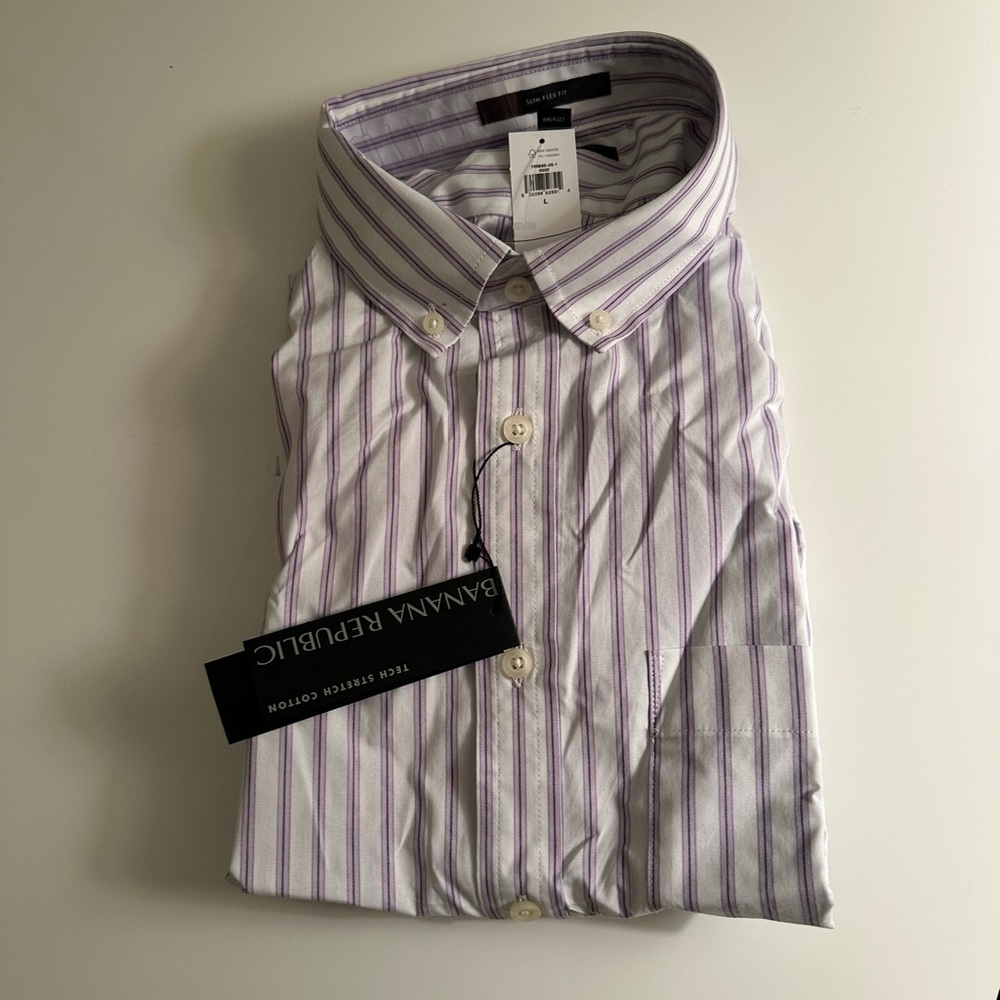 BRAND NEW Banana Republic Slim Tech-Stretch Cotton Shirt | Short Sleeve